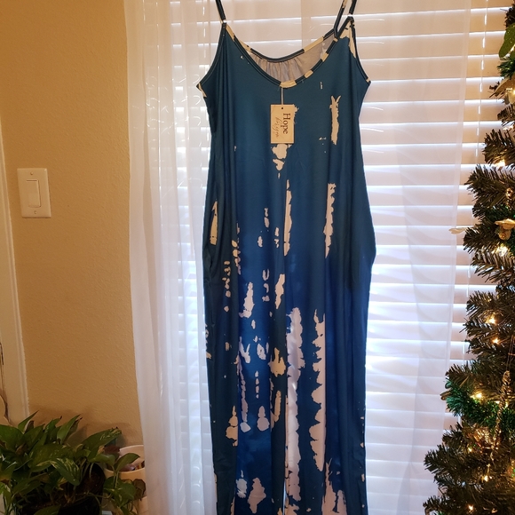 Hope Horizon Blue Tie Dye Sleeveless Romper - Picture 5 of 5